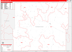 Powder RiverCounty, MT Wall Map Zip Code Red Line Style 2026